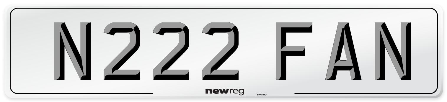 N222 FAN Number Plate from New Reg